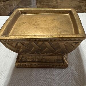 Gold Square Decorative Pedestal Ceramic Candle Holder